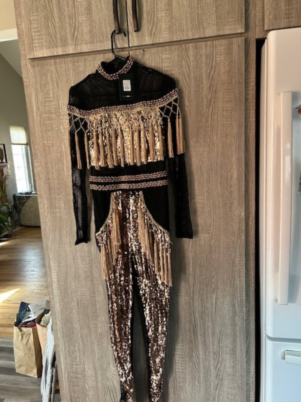 Fashion Nova Popularity Fringe Sequin Jumpsuit